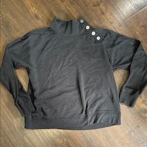 J. Crew Factory Black Turtleneck Sweater with Button Detail
